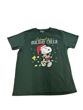Peanuts Snoopy Holiday Cheer Christmas Graphic T-Shirt Adult XL Green
